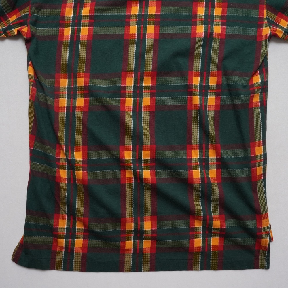 IZOD Plaid Polo Shirt Mens Medium Green Red Yellow Golf Preppy Vintage Style - Picture 11 of 14